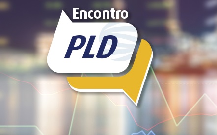 A imagem mostra um fundo acinzentado, sobreposto pelo logo do Encontro do PLD