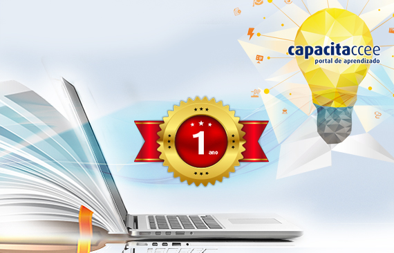 Banner com destaque na logo do Portal de Aprendizado e selo comemorativo de