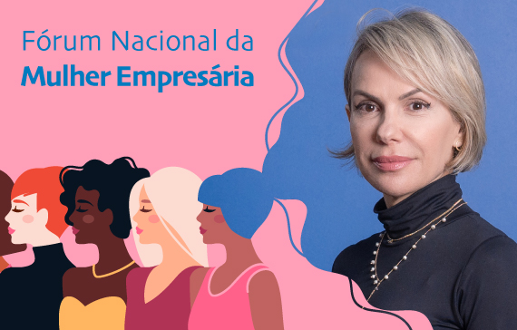 À direita da imagem vemos a conselheira da CCEE, Roseane Santos. Ela é uma mulher branca e loira. À esquerda dela, vemos o desenho de mulheres de diversas cores e etnias.