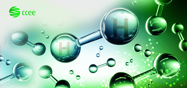 Molécula de hidrogênio em fundo verde