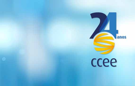 Logomarca com o número 24 e CCEE com fundo azul