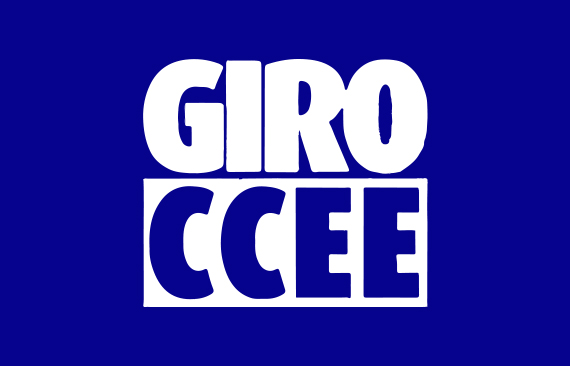 Imagem em azul destaca o logo do GiroCCEE
