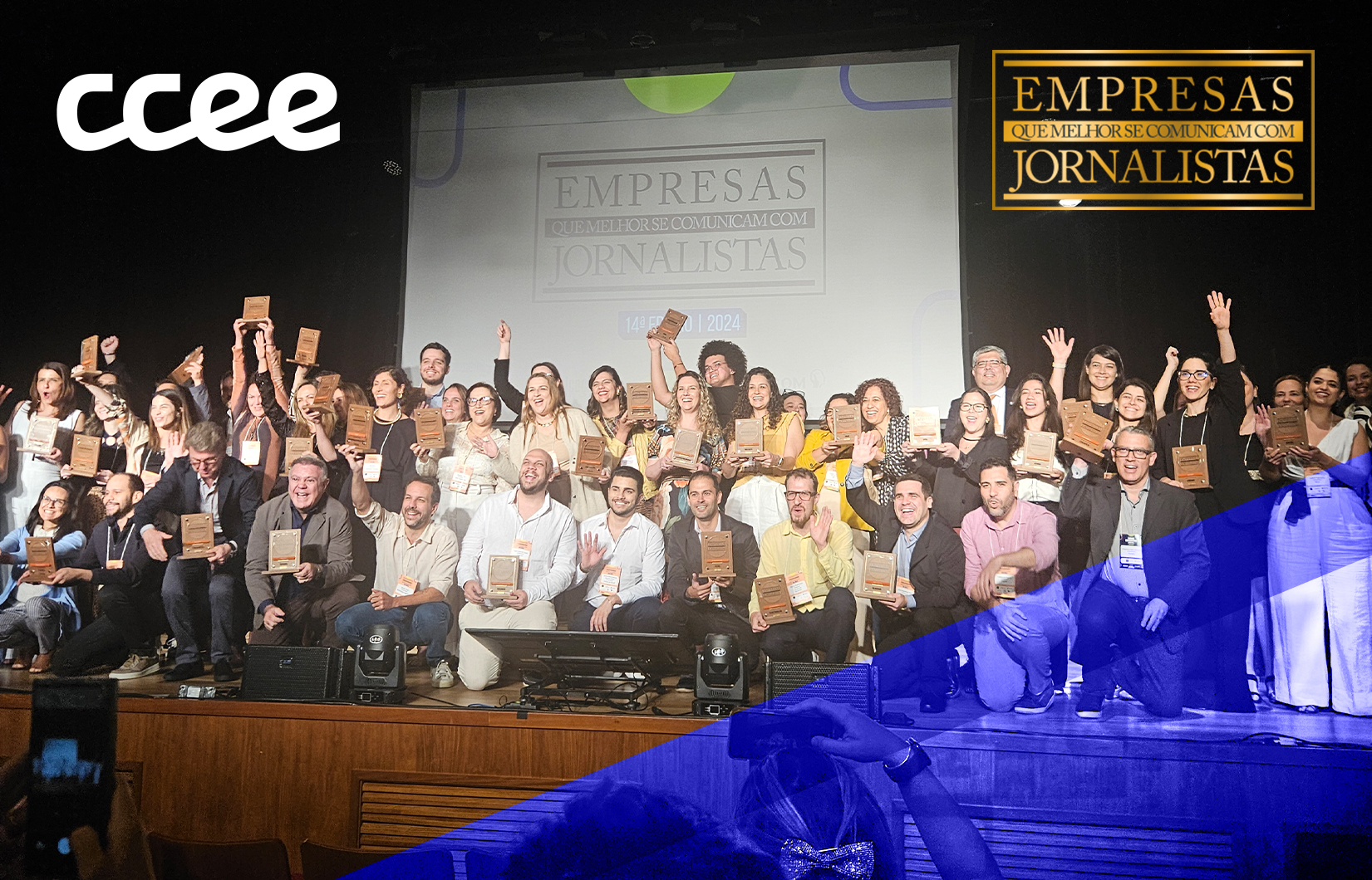 todos os ganhadores do prêmio no palco