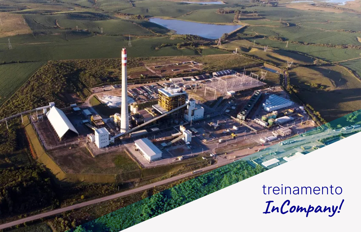 Imagem mostra a Usina de Pampa Sul ao fundo com a logo do Incompany ao lado inferior direito.