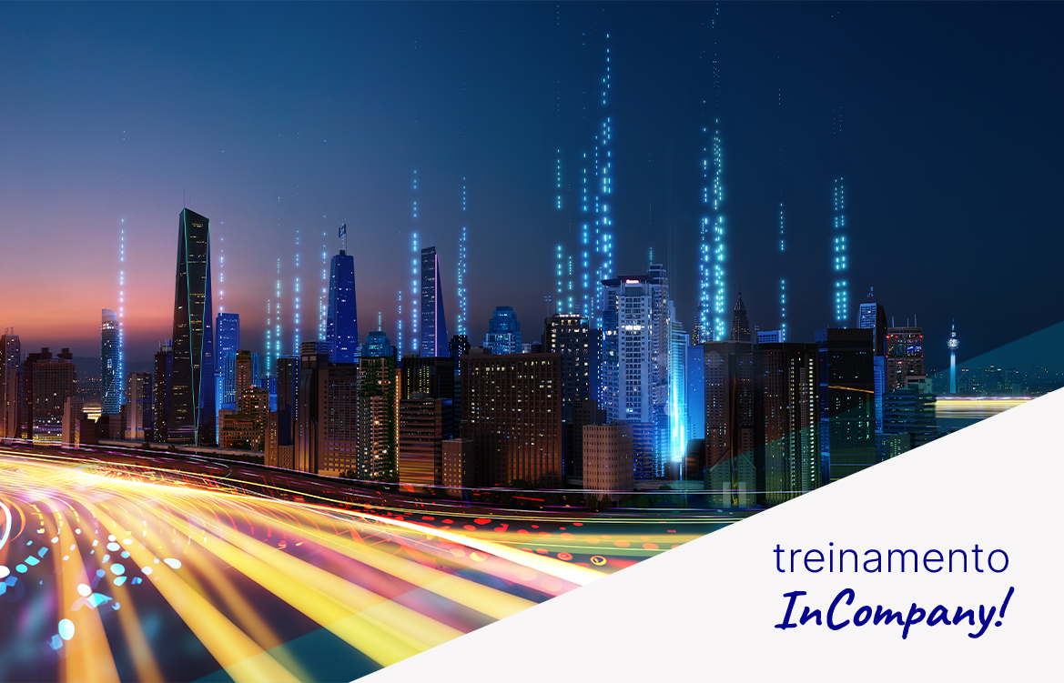 Imagem mostra uma usina ao fundo com a logo do treinamento incompany ao lado
