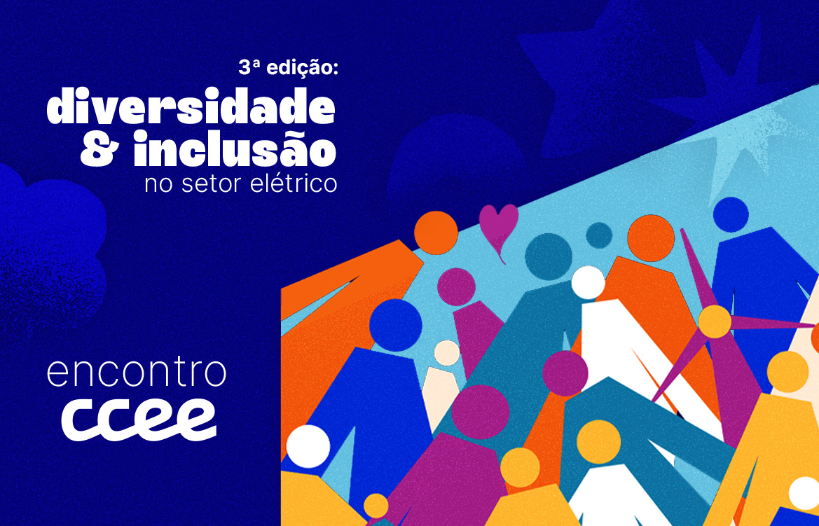 imagem com fundo azul e elementos coloridos.