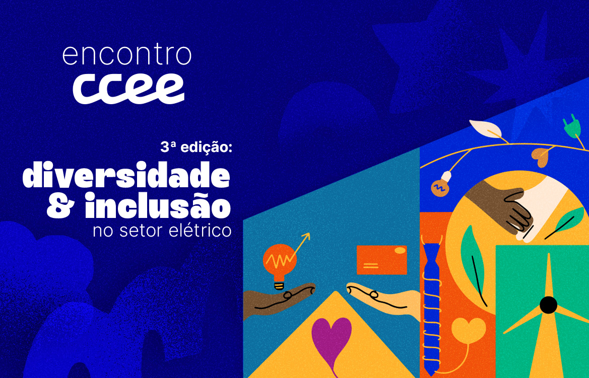 fundo azul com elementos coloridos sobre o encontroccee diversidade e inclusão 2026